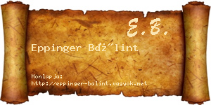 Eppinger Bálint névjegykártya